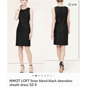 LOFT | black perforated pencil dress 0